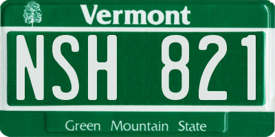 VT license plate NSH821