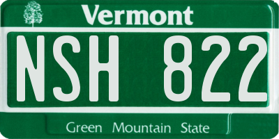VT license plate NSH822