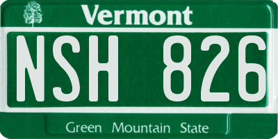 VT license plate NSH826