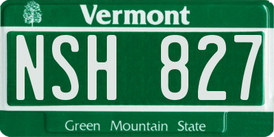 VT license plate NSH827
