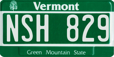 VT license plate NSH829