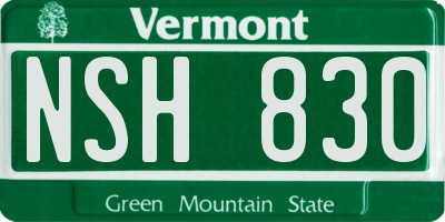VT license plate NSH830