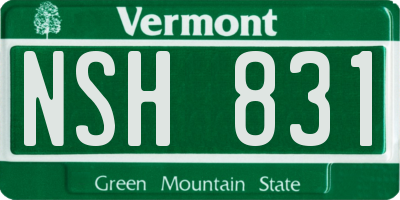 VT license plate NSH831