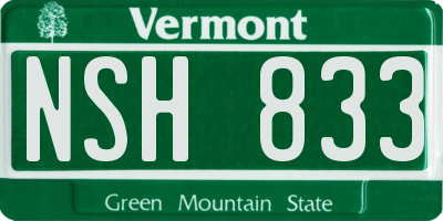 VT license plate NSH833