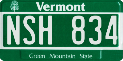 VT license plate NSH834