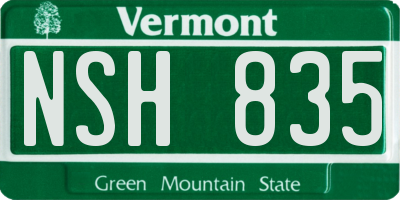 VT license plate NSH835