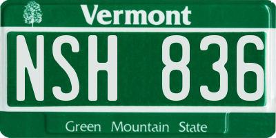 VT license plate NSH836