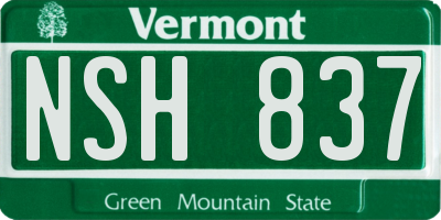 VT license plate NSH837