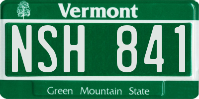 VT license plate NSH841