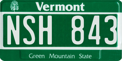 VT license plate NSH843
