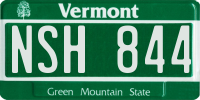 VT license plate NSH844