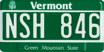 VT license plate NSH846