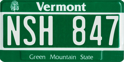 VT license plate NSH847