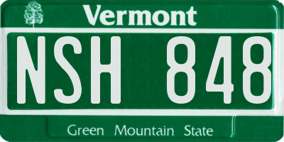 VT license plate NSH848