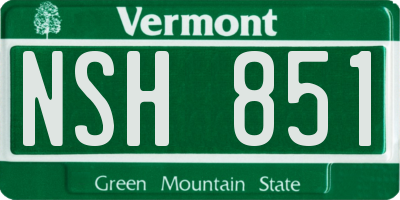 VT license plate NSH851