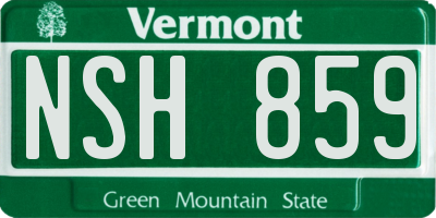 VT license plate NSH859