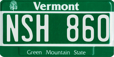 VT license plate NSH860