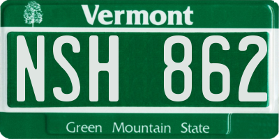 VT license plate NSH862