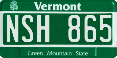 VT license plate NSH865