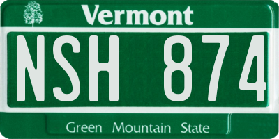 VT license plate NSH874