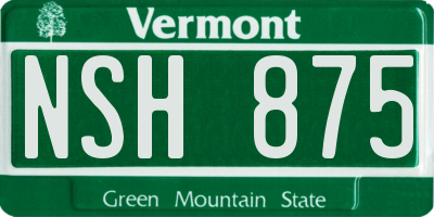 VT license plate NSH875