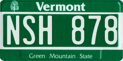 VT license plate NSH878