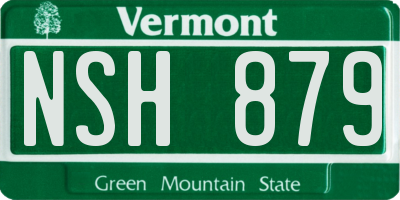 VT license plate NSH879