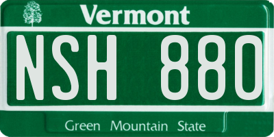 VT license plate NSH880
