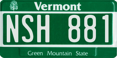 VT license plate NSH881