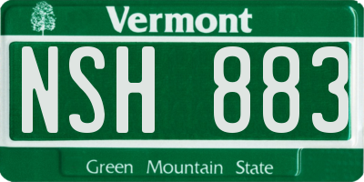 VT license plate NSH883