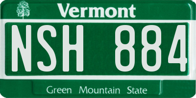 VT license plate NSH884