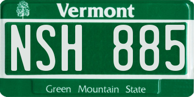 VT license plate NSH885