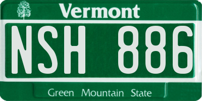 VT license plate NSH886
