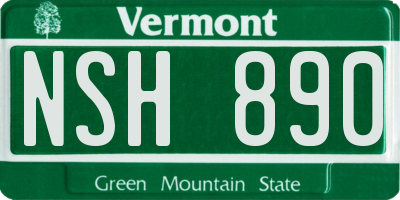 VT license plate NSH890