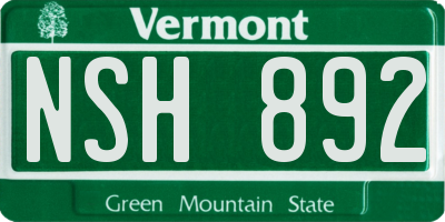 VT license plate NSH892