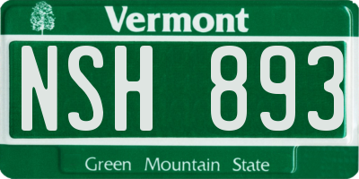 VT license plate NSH893