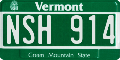 VT license plate NSH914
