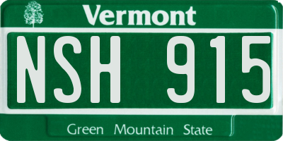 VT license plate NSH915