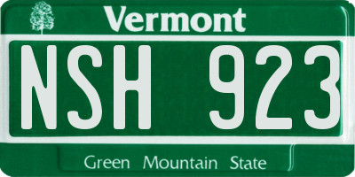 VT license plate NSH923