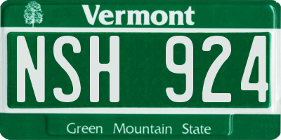 VT license plate NSH924