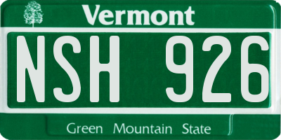 VT license plate NSH926