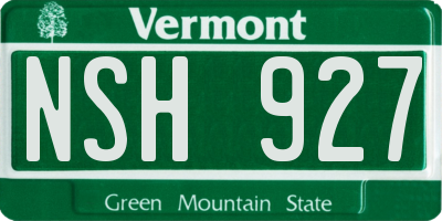 VT license plate NSH927