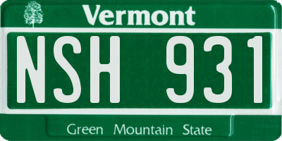 VT license plate NSH931