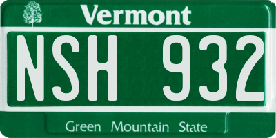 VT license plate NSH932