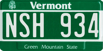 VT license plate NSH934