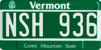 VT license plate NSH936