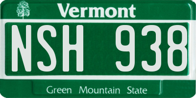 VT license plate NSH938