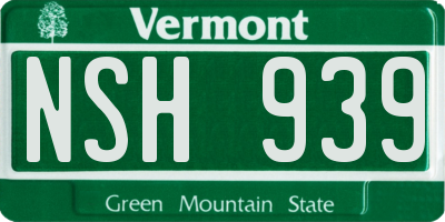 VT license plate NSH939