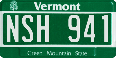 VT license plate NSH941