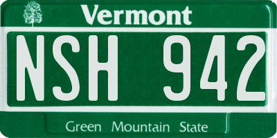 VT license plate NSH942